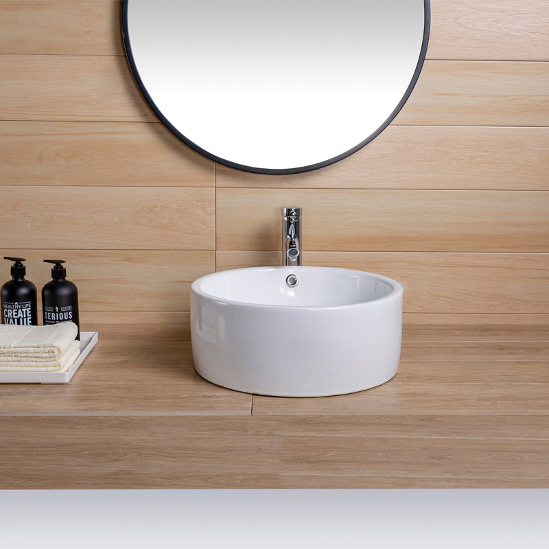 Lavabo de salle de bain vasque rond en céramique blanche