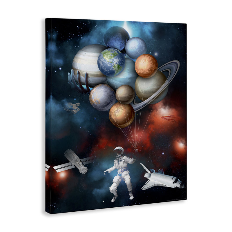 Planète ballons dans l'espace, art mural par Reinders, H 30 po x l 24 po