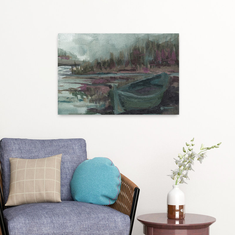 Vieux bateau de pêche abstrait, art contemporain, H 16 po x l 24 po