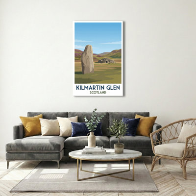 Kilmartin Glen, Scotland - Historic Stones and Wild Valleys Travel Poster. Giclee Print on Wrapped Canvas. Wall Art, Home Decor - Historic Sites & Ruins, Scotland 1 Piece Wrapped Canvas Wall Art