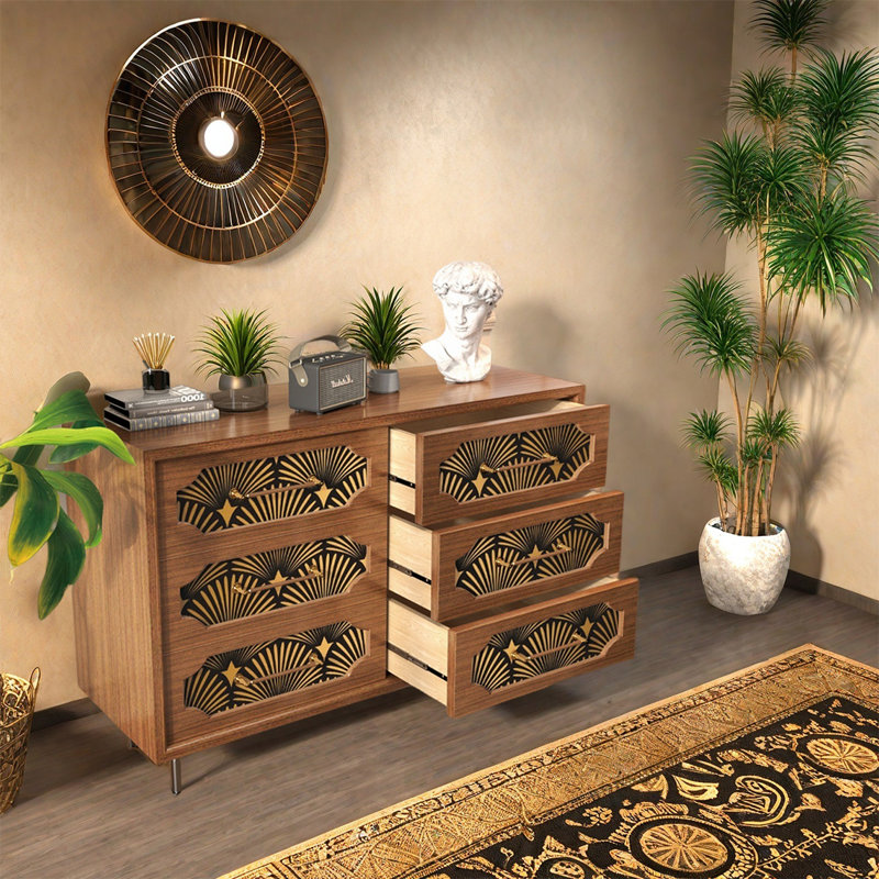 Six Drawer Solid Pine Storage Sideboard