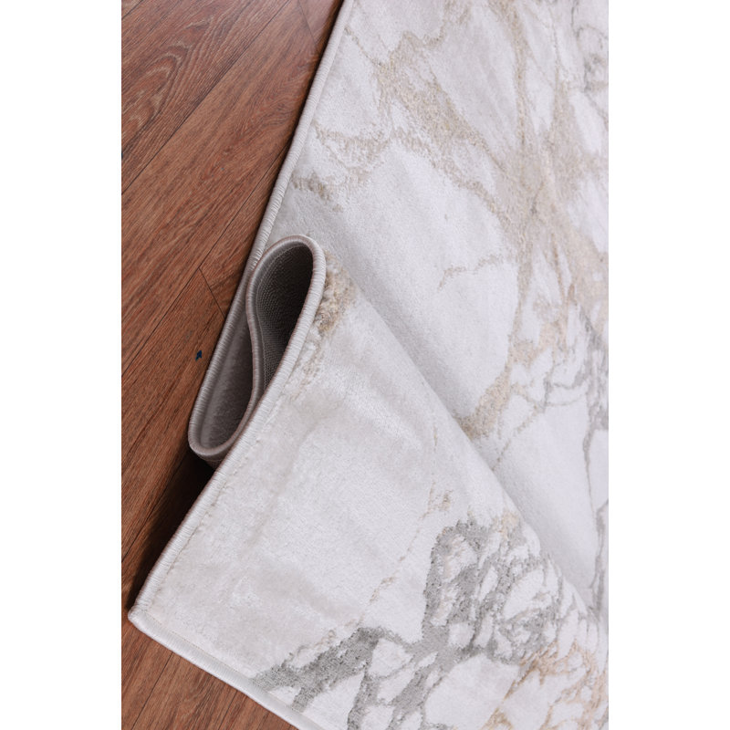 Ilios Collection Abstract Textured Gold and Grey Rug, Rectangle 2' x 3'