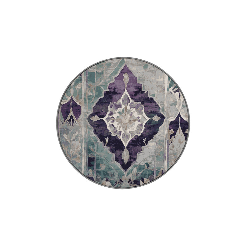 Machine Washable Gray Area Rug, Round 8'