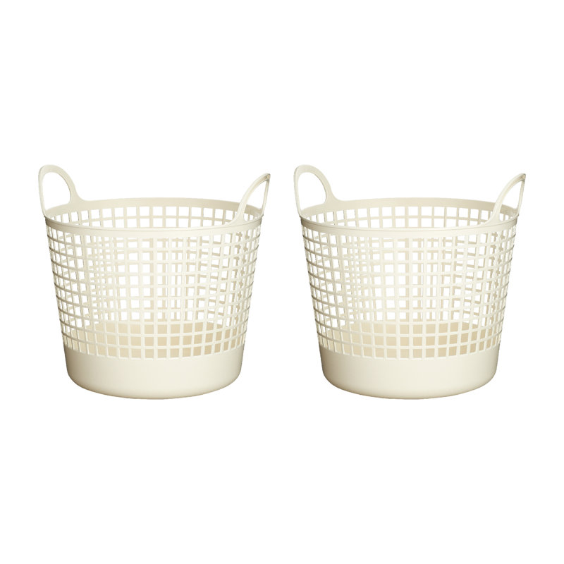 Ensemble de 2 paniers à linge en plastique blanc Like-it, Blanc, H 14,76 po x l 16,14 po x P 14,57 po