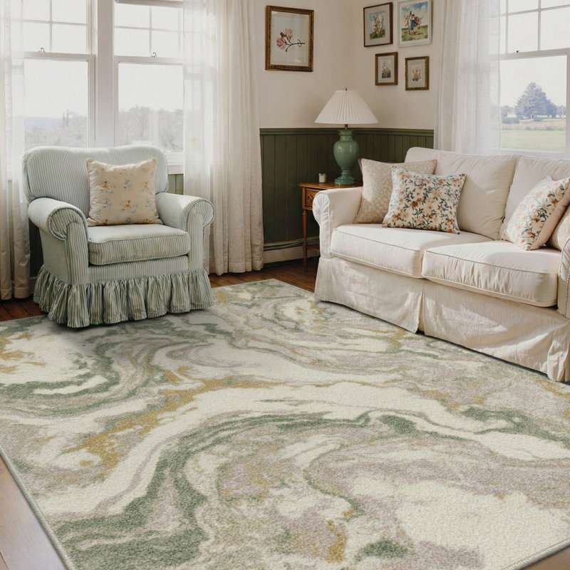 Patericia Washable Taupe Floral & Animal Non-Slip Area Rug, Rectangle 5' x 7'