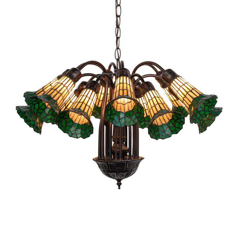 Lustre classique / traditionnel à 12 lumières Grazio, Vert/jaune