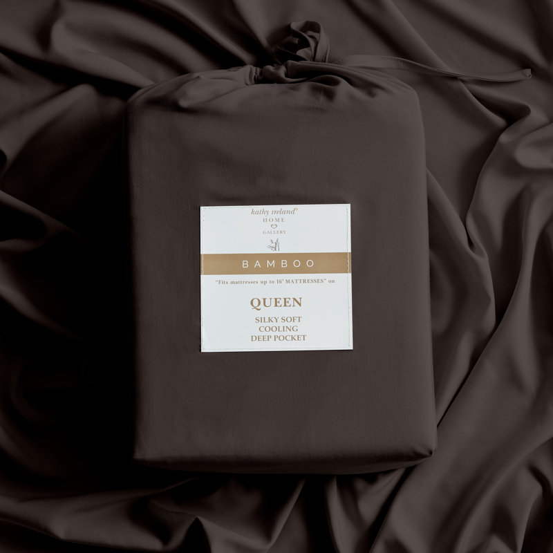 Kathy Ireland Bamboo Cooling 6 Piece Sheet Set with Deep Pockets, King sheet set with 6 additional pieces, Brown
