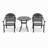 3-Piece Set Of Cast Aluminum Patio Furniture With Blue Cushions