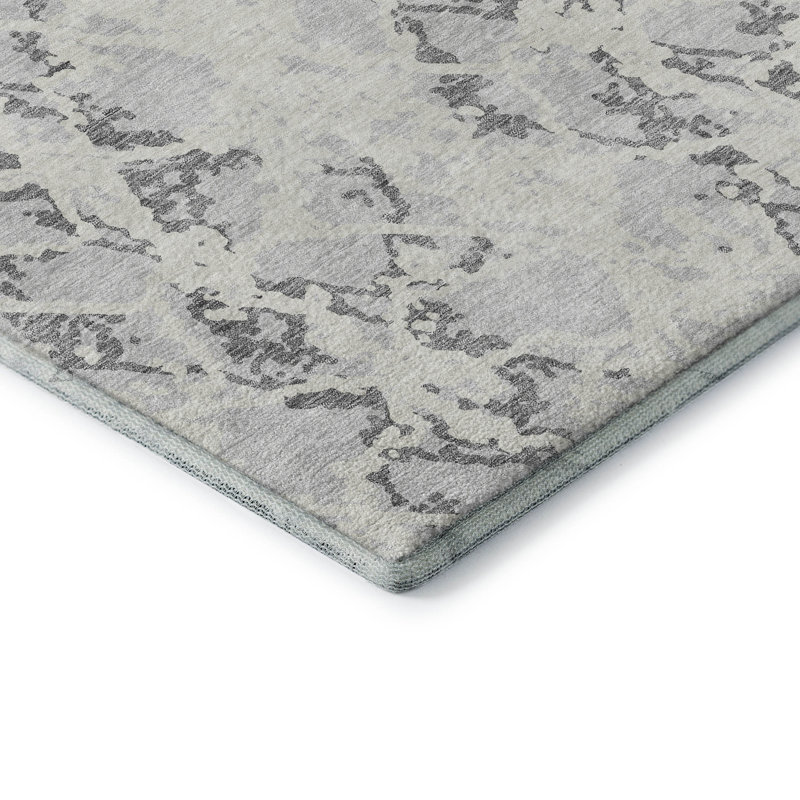 Premium Machine Washable Prisco Silver Rug, Runner 2'3" x 7'6"
