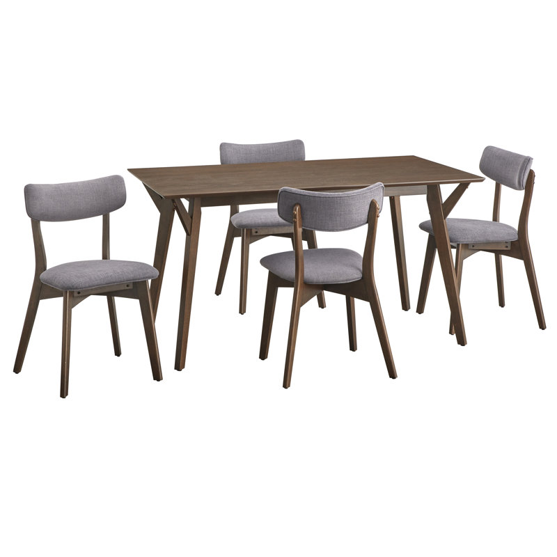Ensemble de salle à manger Colella, Gris foncé, 5 pièces: table, 4 chaises