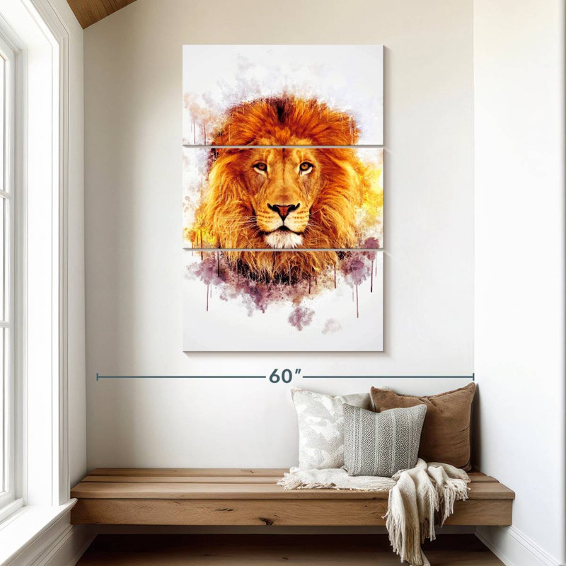 Brampt Lion Head Paint Splash, 50" H x 32" W