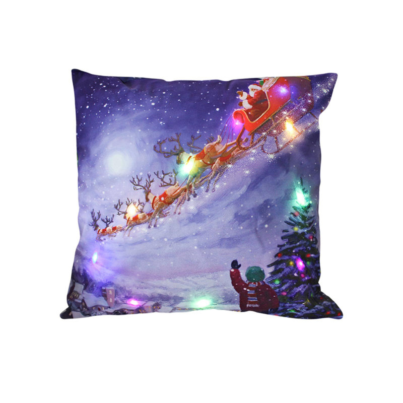 Christmas LED Pillows Holiday Gifts LED Pillows That Can Flash Or Stay On Two Mode Switching  Printed Sofa Pillows Cushions Pillowcases