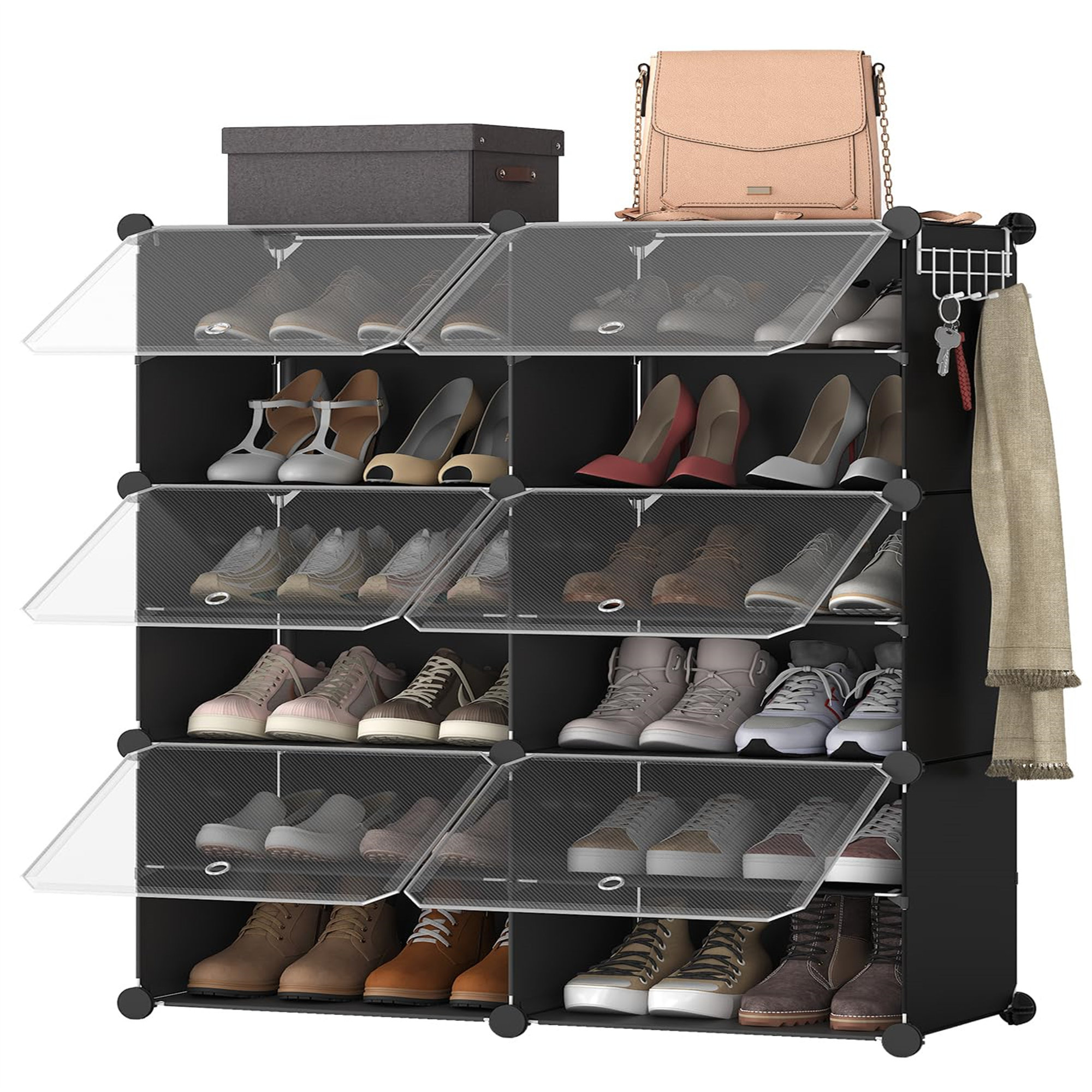 Rebrilliant Shoe Rack, 6 Cubes Shoe Organizer With Doors | Wayfair