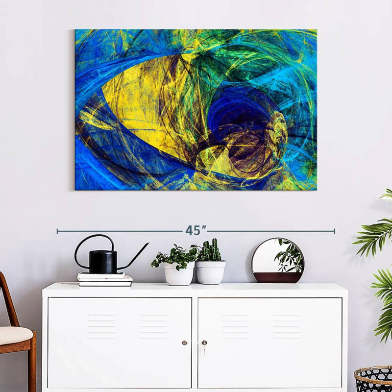 Avery Blue Abstract Tunnels, 26" H x 39" W