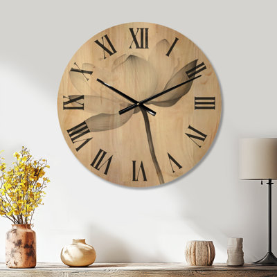 Fleur de lotus tranquille - Horloge murale surdimensionnée en bois Zen