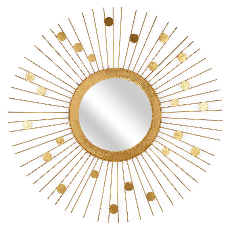 Round Metal Framed Wall Mounted Accent Mirror in Gold