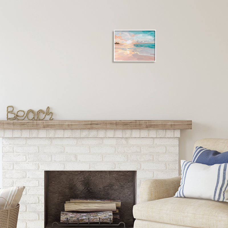 «Abstract Beach Sunset» par Amelia Noyes, H 11 po x l 14 po x P 1,5 po, Giclée encadrée blanc bord de mer