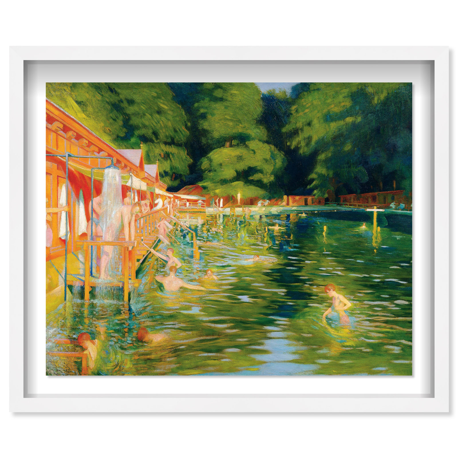Ludwig Ferdinand Graf - Swimming Pool Vintage, White Framed, 31" H x 37" W x 0.5" D