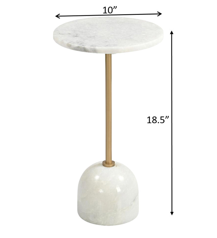 Poise White Marble Drink Table