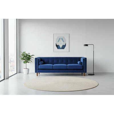Chesterfield 3-Seater Sofa with Button Tufting and Solid Wood Frame