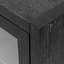 Armoire de rangement en bois avec trois portes en verre trempé et une tablette réglable