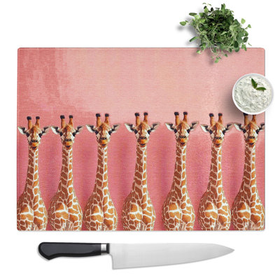 Giraffes  Glass Chopping Board
