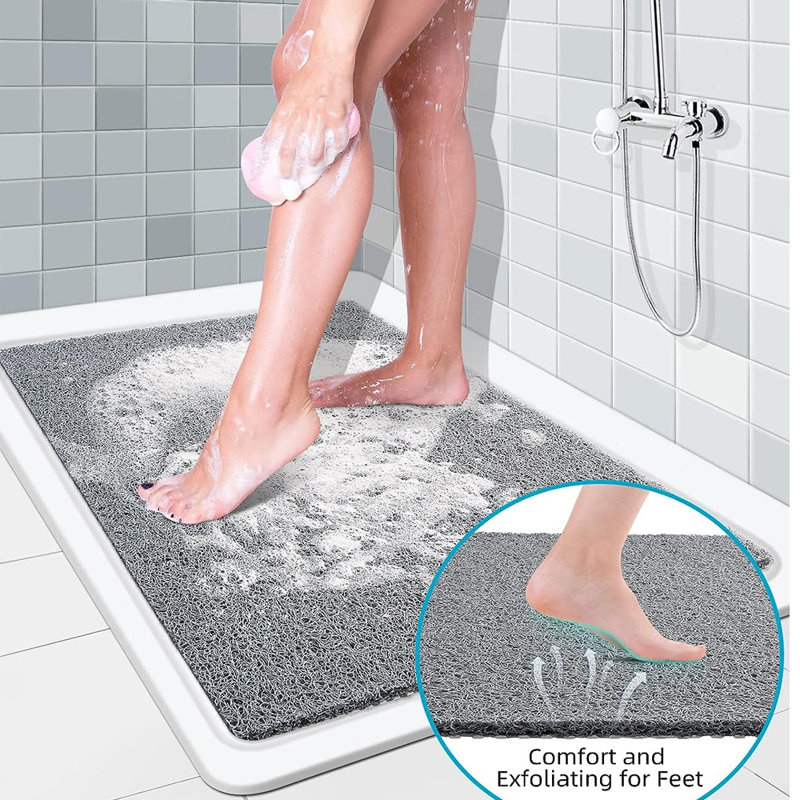 Tapis de bain Fedelina avec envers antidérapant, gris
