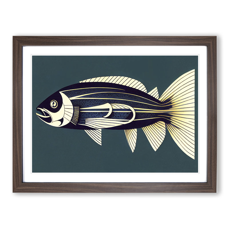 Classic Fish - Framed Print, 25cm H x 34cm W x 2cm D, Walnut