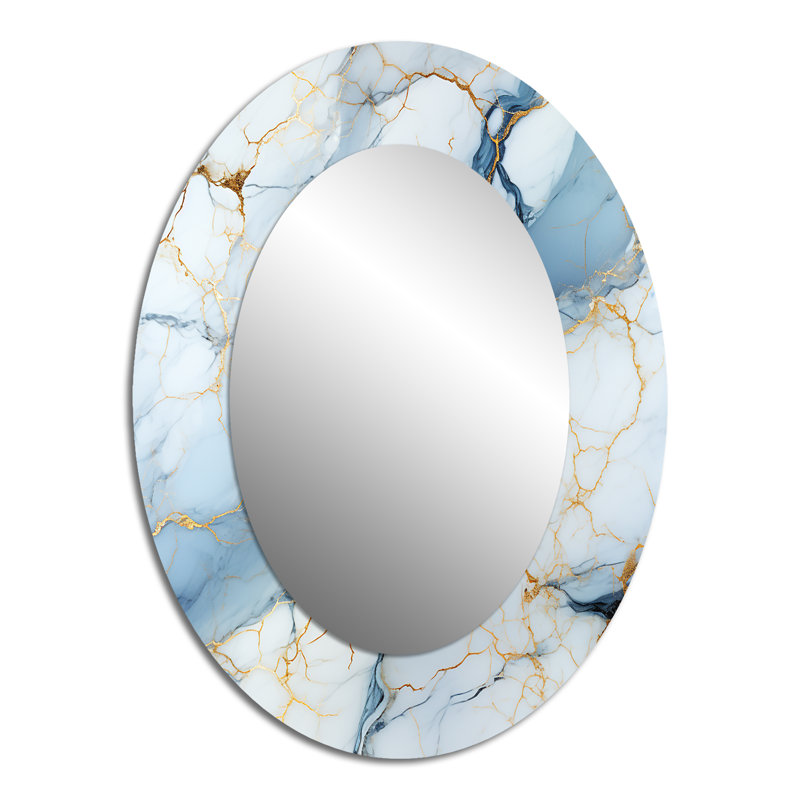 Serene Elegance Marble Motif - Miroir mural ovale moderne, H 40 po x l 30 po
