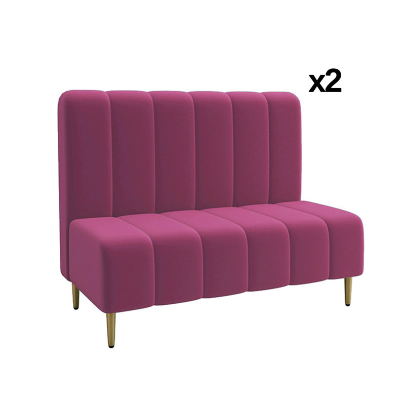Banc rembourré en velours, Rose