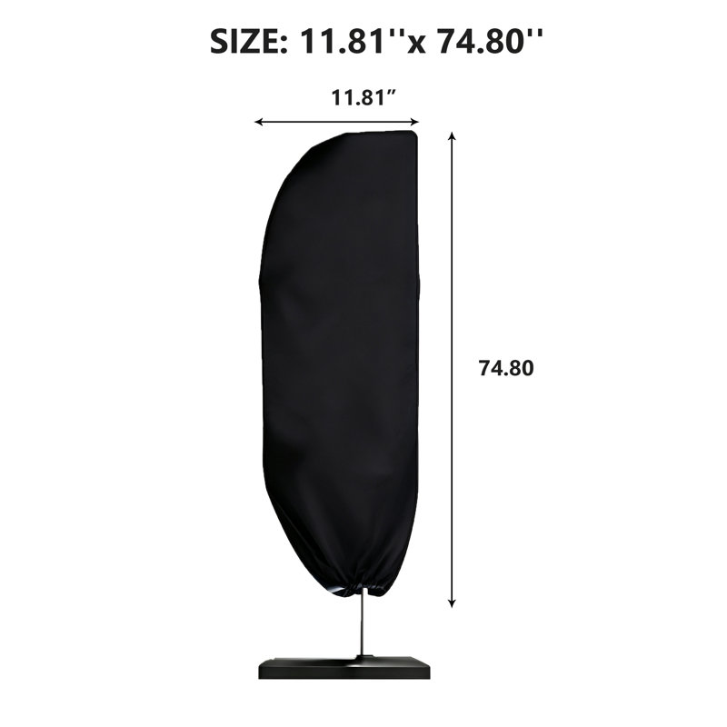 Housse de parasol extérieure 210D enduite d'argent, housse de parasol extérieure imperméable résistante aux rayons UV avec cordon et sac de rangement