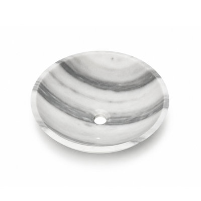Lavabo de salle de bain vasque circulaire en marbre naturel gris naturel L 17 po x l 17 po x H 5,3 po