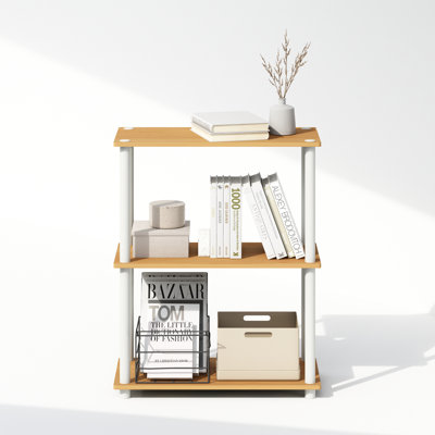 Turn-N-Tube 3-Tier Multipurpose Compact Display Rack, Shelving Unit, Bookcase, French Oak/ Black