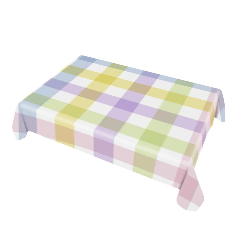 Pastel Gingham Pattern Tablecloth, 60 x 86，Rectangle for Indoor and Outdoor