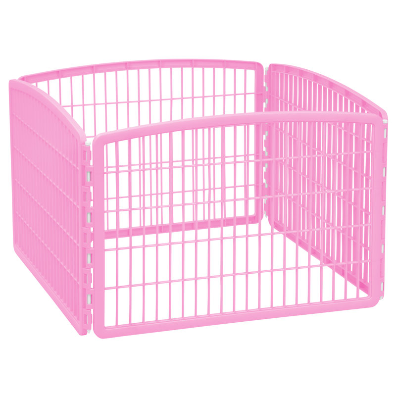 Enclos d'exercice en plastique à 4 panneaux H 23,63 po IRIS, Rose