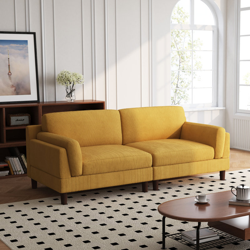 Ainara 90.3'' Square Living Room Sofa, Orange Performance Corduroy