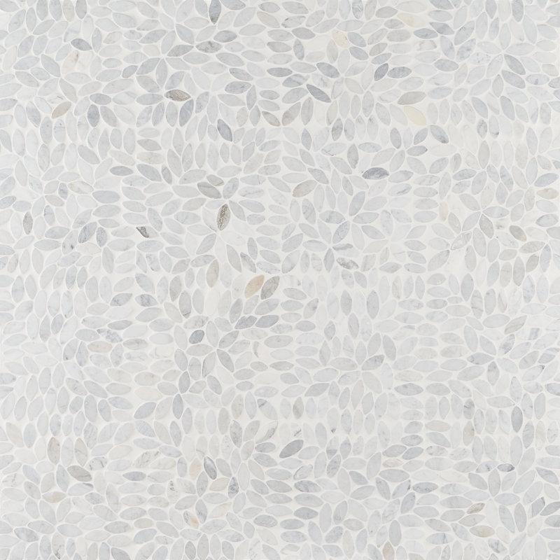 Picturesque Flower 11.81 in. x 11.81 in. Natural Stone Floor and Wall Mosaic Tile (0.97 Sq. Ft. / Each), Carrara