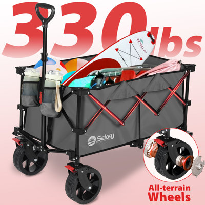 Sekey 200L Beach Collapsible Wagon Adjustable Handle Foldable Wagon Cart -  FW104-US