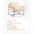 Accent Chair Modern Sling Chair Metal Frame Wood Armrest Living Room Beige