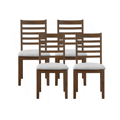 4-Piece Farmhouse Dining Chairs Set, Upholstered Dining Chairs With High Ladder Back, Classic Armless Chairs For Kitchen, Bedroom & Living Room