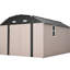 Remise de rangement extérieure en acier galvanisé brun de 1012 pi avec cadre de plancher pour une utilisation intensive, avec construction résistante aux intempéries, grande ouverture de porte, fenêtres transparentes, loquet et évents pour une chaleur efficace