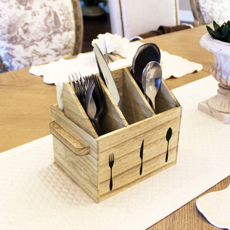 Wood Rectangle Flatware Caddy