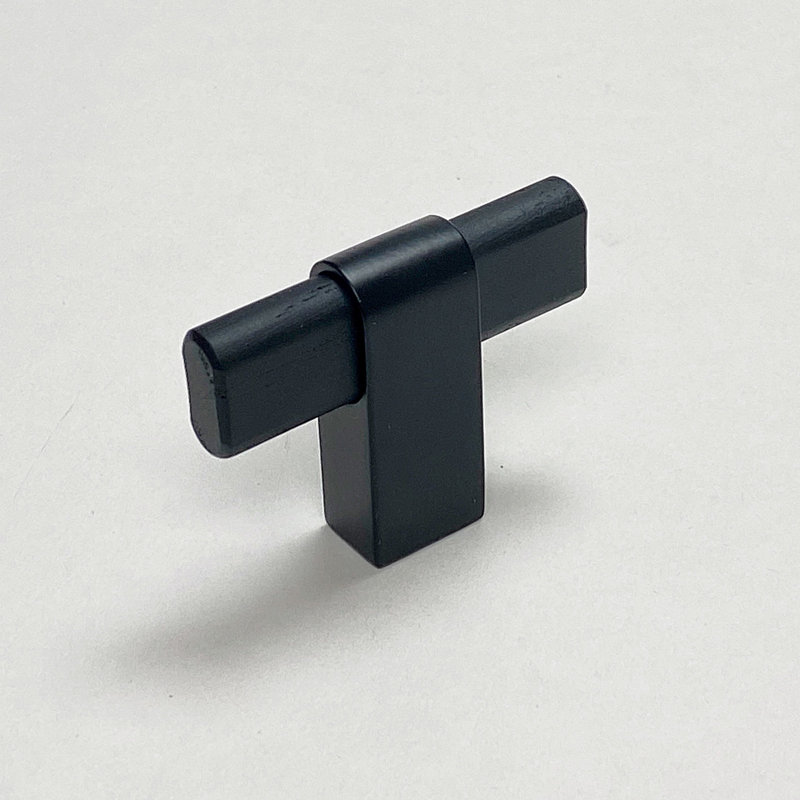 Metal and Black Lacquered Oak "Crossing" 1-15/16" Wood T-Knob