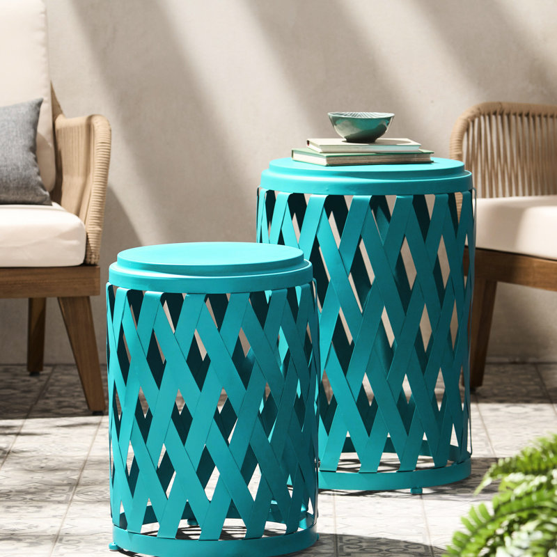 Tables d'appoint mat sarcelle, design, articles de patio légers, 2 styles, ornements,