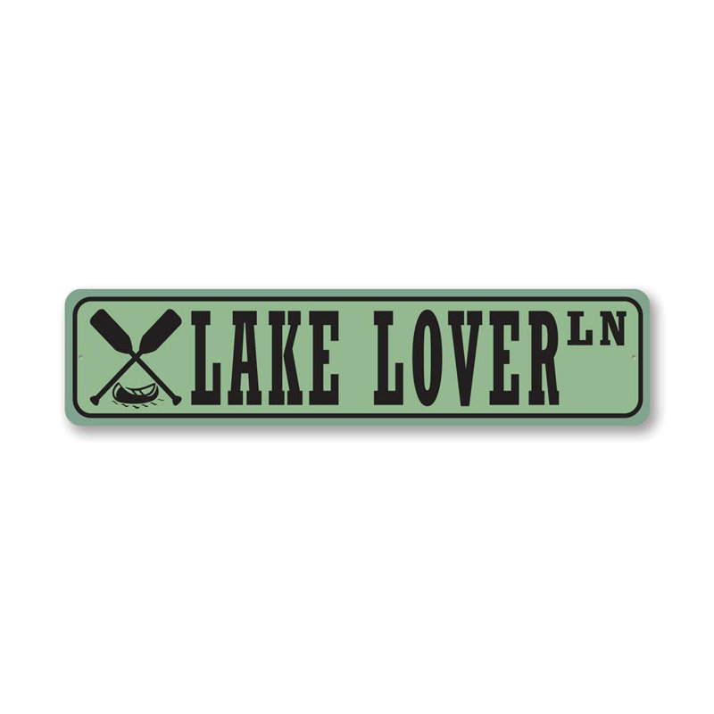 Plaque en aluminium Lake Lover Street, H 6 po x l 24 po x P 0,06 po