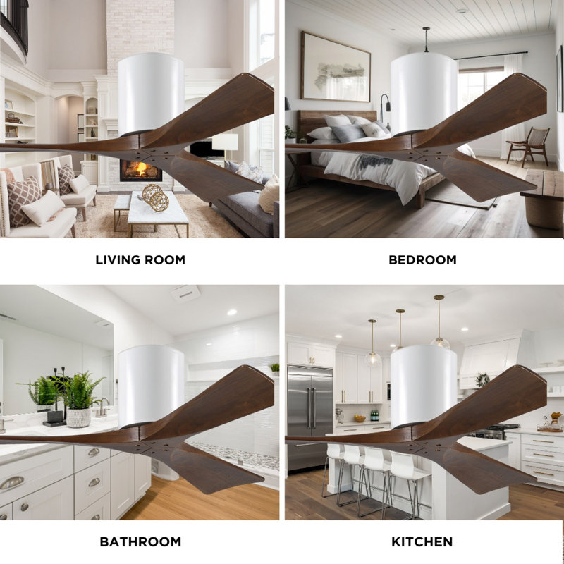 Irene Ceiling Fan, Gloss White, Walnut Tone, 72"