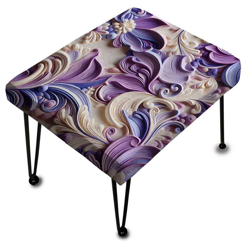 Mauve lavande mauve persan Paisleys I - repose-pieds rectangulaire à motif cachemire