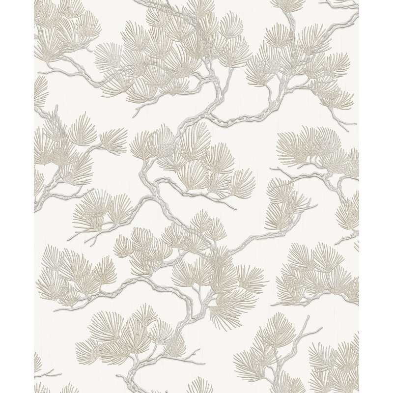 Rouleau de papier peint hollandais - L 33 po x l 21 po, Argent / blanc