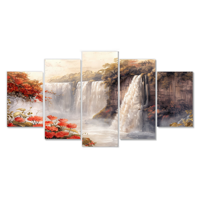 Chutes d'Iguazu dans la jungle de l'Argentine II - ensemble d'art mural sur toile Jungle