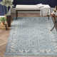 Addie Geometric Hand Knotted Wool Denim/Cream Area Rug
